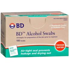 BD Alcohol Swabs, Box of 100