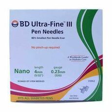 BD  Ultra Fine III Pen Needles 4mm x 32G ( Pack of  50)