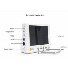 Medsun 8 inch Multipara Monitor with ECG, SPO2, Pulse Rate, NIBP, TEMP, Respiration, Digital ICU Patient Vital Signs Monitor