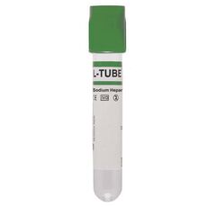 Levram L-TUBE DC Non Vacuum Blood Collection Tube - Heparin - Green (Box of 100)