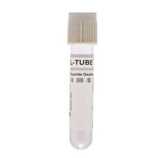 Levram L-TUBE DC Non Vacuum Blood Collection Tube - Sodium Fluoride - Grey (Box of 100)