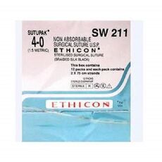 Ethicon Sutupak Silk Sutures USP 3-0, Needleless - SW212 - Box of 12