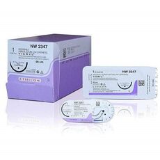 Ethicon Vicryl Sutures USP 1, 1/2Circle Round Body Heavy NW 2347VM - Box of 12
