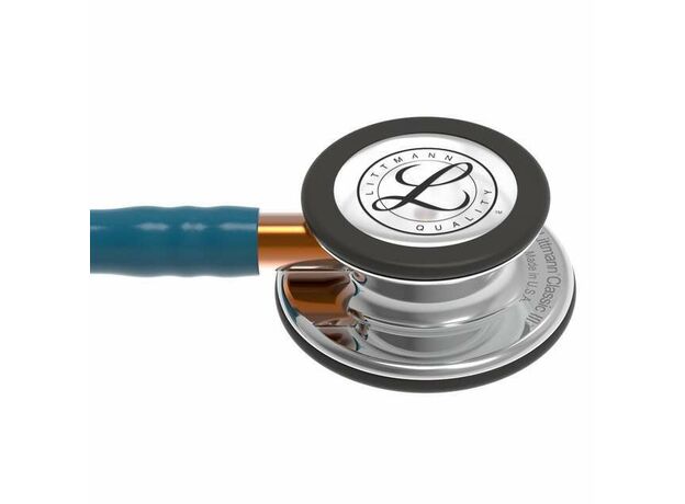 Littmann Classic III Monitoring Stethoscope Mirror finish Caribbean Blue Orange Stem 5874