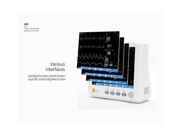 Medsun 8 inch Multipara Monitor with ECG, SPO2, Pulse Rate, NIBP, TEMP, Respiration, Digital ICU Patient Vital Signs Monitor