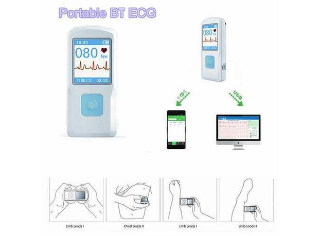 Contec Portable ECG Heart rate Machine/Monitor PM10, Electrocardiograph ECG Monitor Handheld