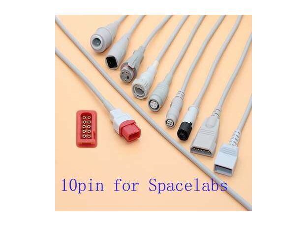 Spacelabs Compatible 10pin IBP Cable to Argon/Medex/HP/Edward/BD/Abbott/PVB/Utah IBP sensor adapter trunk cable for pressure transducer.