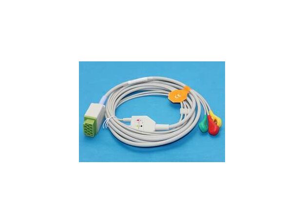 GE Healthcare Marquette ECG Cable 3 Leads IEC Snap, Compatible 2001292-001