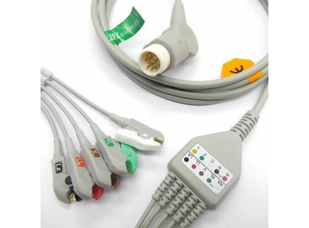 ECG cable with 5leads,CLIP, compatible for Philips VM,VM6.VM8 patient monitor