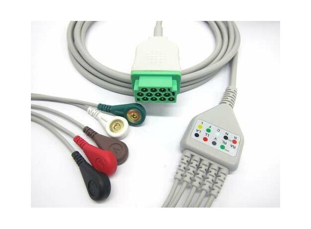 ECG cable with 5leads snap compatible for GE DASH,SOLAR,PRO patient monitor