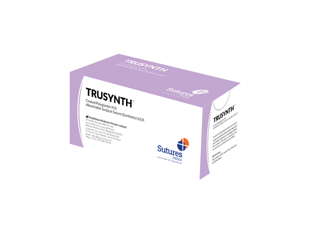 Sutures India Trusynth USP 0, 1/2 Circle Reverse Cutting ( Box of 12)
