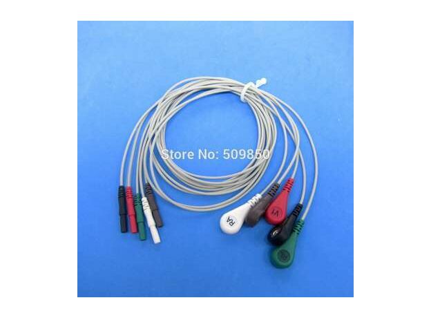 Holter Leads 5-lead DIN Style, Din-style ECG Holter Lead wires Cable, 5 Leads Snap AHA standard