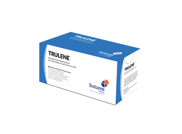 Sutures India Trulene USP 3-0, 1/2 Circle Taper Point