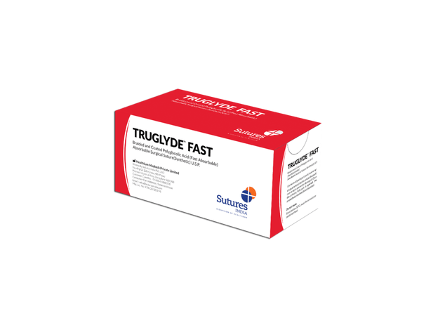 Sutures India Truglyde Fast USP 3-0, 1/2 Circle Cutting