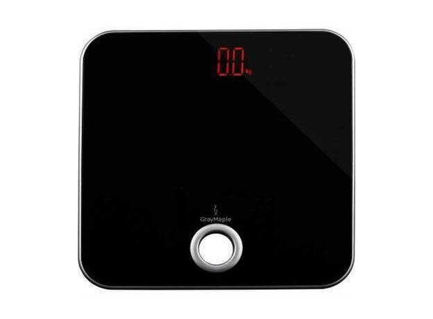 Gray Maple GBS922  Black Glass Digital Body Weighing Scale with Silver Ring