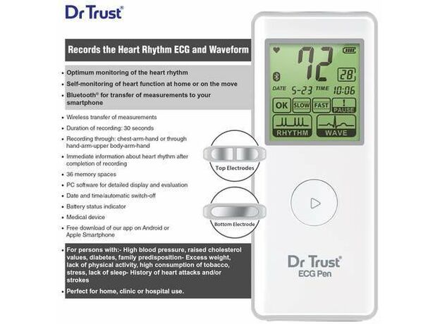Dr Trust USA Portable Bluetooth ECG EKG Electrocardiogram Test Machine 1201