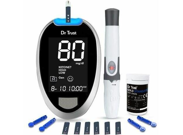 Dr Trust USA Gold Standard Glucose Monitor Glucometer Sugar Check Testing Machine 9001 with 10 Strips
