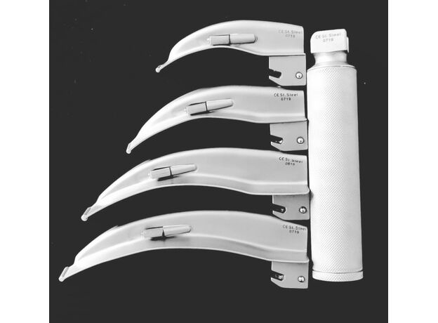 Fibre Optic Laryngoscope Set with Handle  and 4 Blade