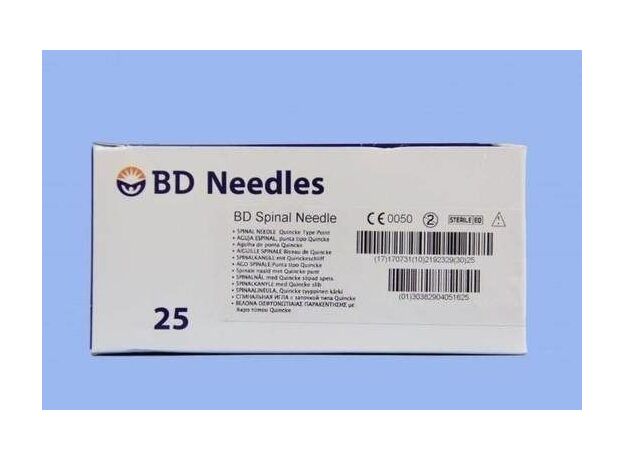 Becton Dickinson (BD) Quincke Spinal Needle Box of 25
