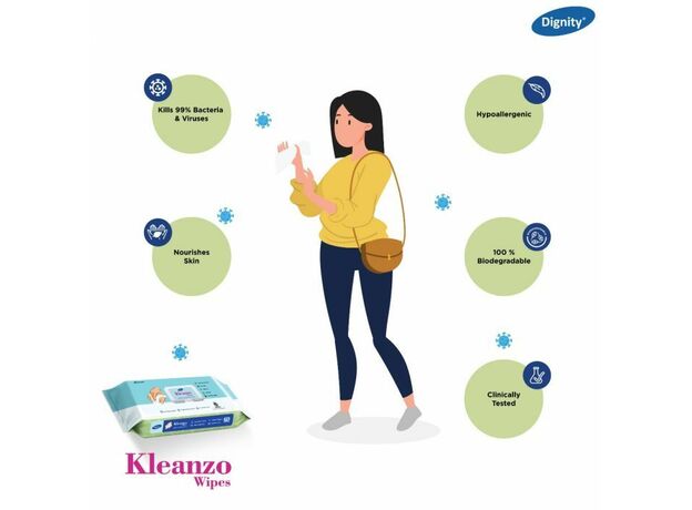 Dignity Kleanzo Hand Cleansing Wipes, 150X 200 Mm, 72 Pcs/Pack