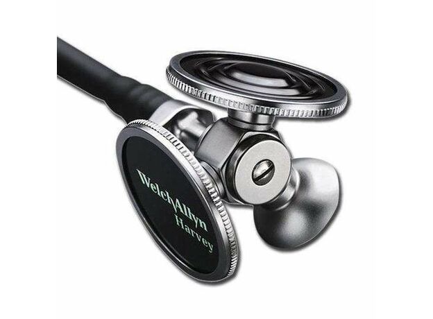 Welch Allyn Harvey DLX Triple Head Cardiology Stethoscope, Black Tube - 5079‐321