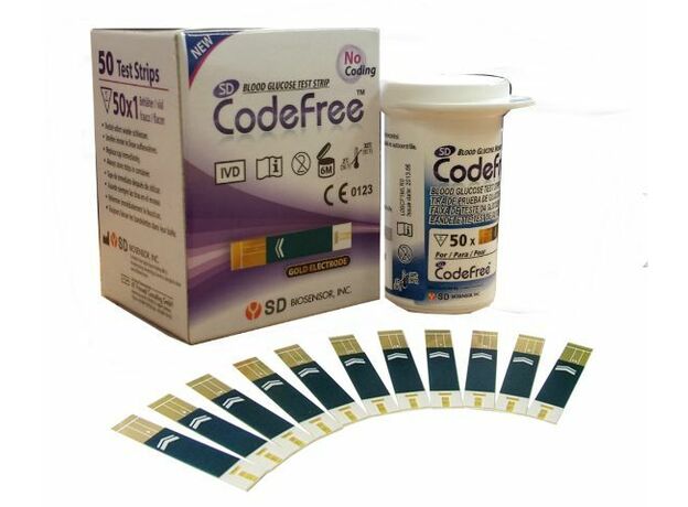 Blood Glucose Test Strips ONLY for the SD Codefree 50 Strip Pack