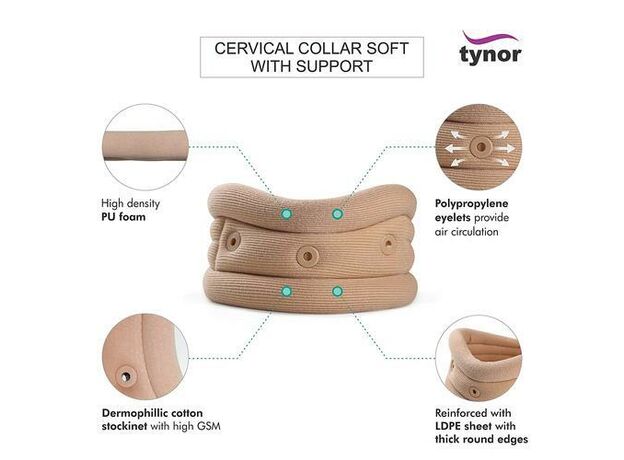 Plain Tynor B 02 Cervical Collar Soft with Support, Size: S, M, L, XL