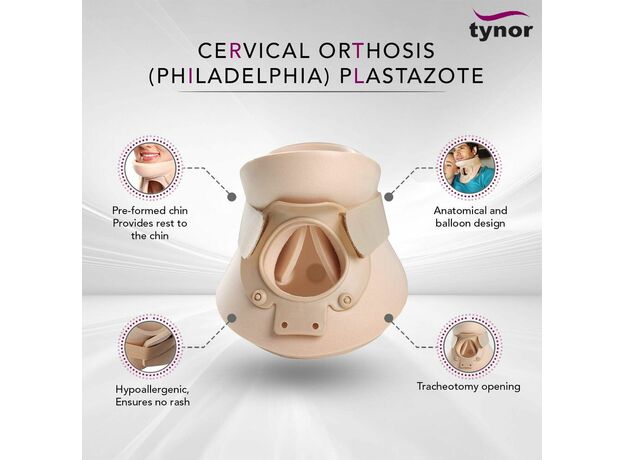 Tynor Cervical Orthosis (Philadelphia) Plastazote (Immobilization,Non Allergic, Lightweight, Durable)- Medium