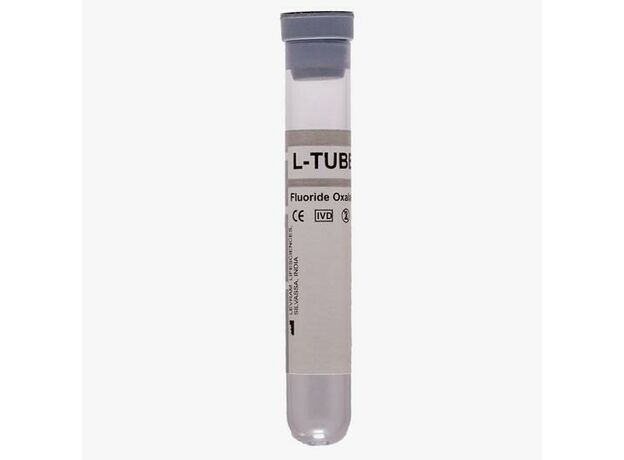 Levram L-TUBE SC Non Vacuum Blood Collection Tube - Sodium Fluoride - Grey (Box of 100)