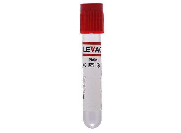 Levram Levac Vaccutainer Plain Serum Tube - Red  (Box of 100)