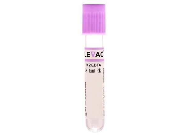 Levram Levac Vacuum Blood Collection Tube - EDTA K2 Haematology - Lavender (Box of 100)
