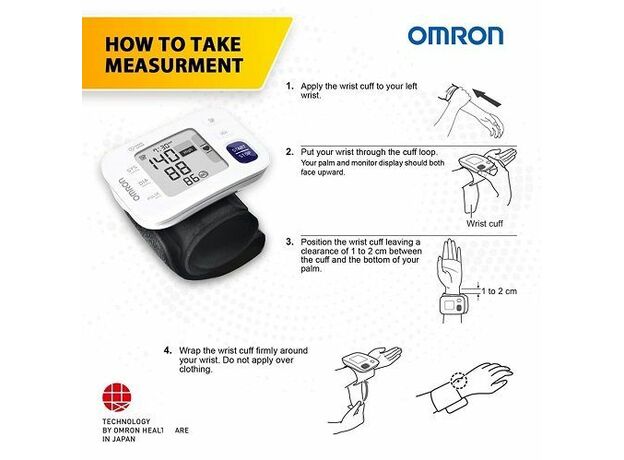 Omron HEM-6181 Wrist Blood Pressure Monitor, (Fully Automatic)