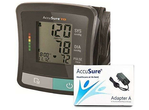 AccuSure Automatic Upper Arm Blood Pressure Monitor with Power Adapter