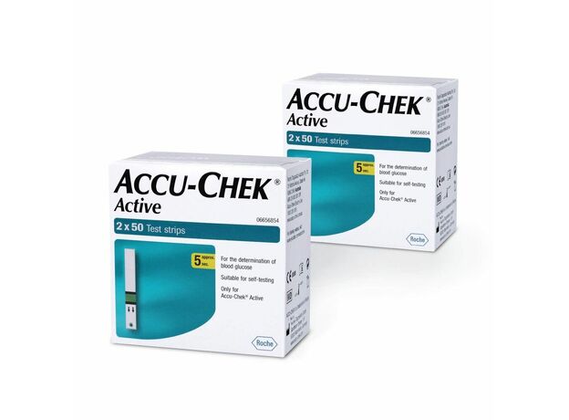 Accu Chek Active Glucometer Test Strips - 100 Strips (Pack of 2, Multicolor)