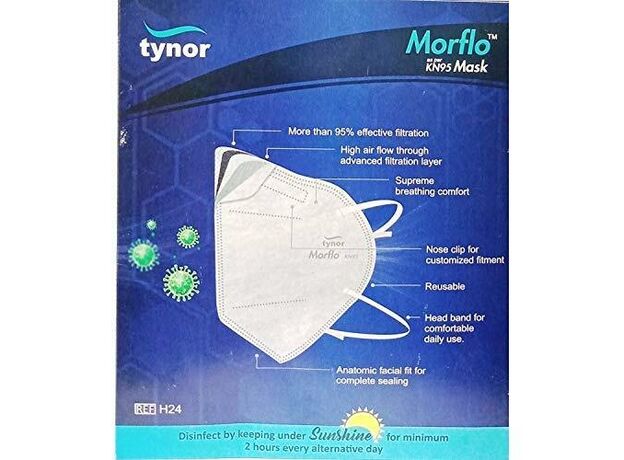 Tynor Morflo kn95 mask Mouth Nose Cover Unisex Anti-Pollution (Pack Of 5)
