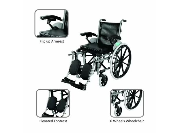 Vissco Imperio Folding Wheelchair with Elevated Footrest Mag Wheel
