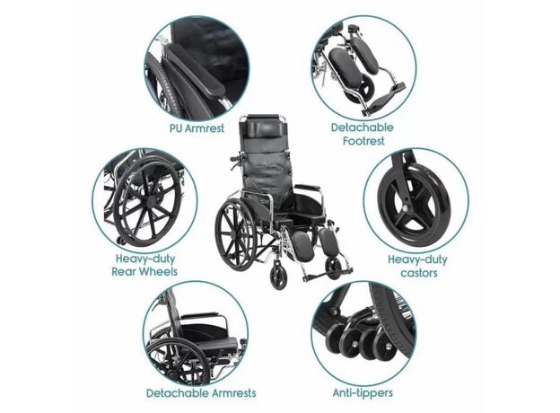 KosmoCare Recliner Commode Wheelchair