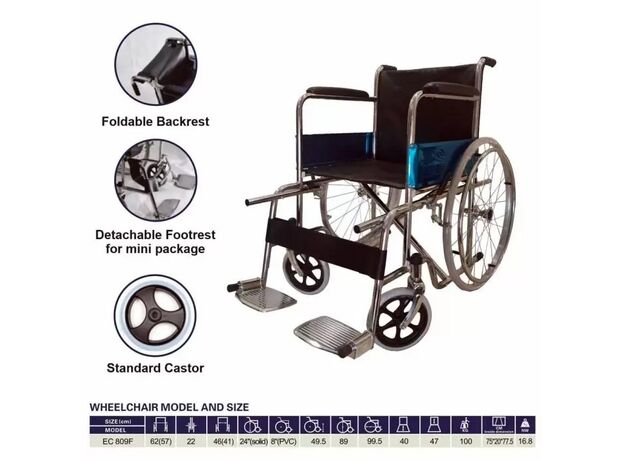 EasyCare EC809LI Foldable Wheelchair Steel with Lifter Feature