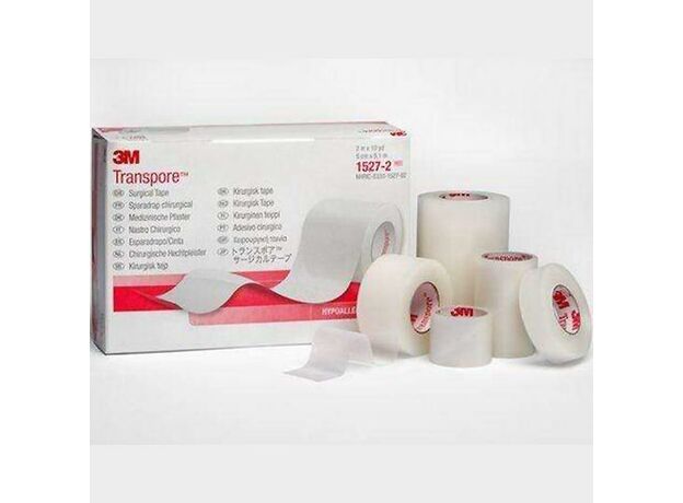3M Transpore Tape, Plastic Surgical Tape -(0.5'' x 5.5 Yards) Pack of 12