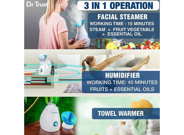 Dr trust Steam Machine 3-in-1 Nano Ionic Facial Steamer Vaporizer Room Humidifier and Towel Warmer [CLONE]