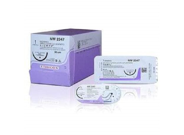 Ethicon Vicryl Sutures USP 1, 1/2 Circle Reverse Cutting - NW2421 - Box of 12