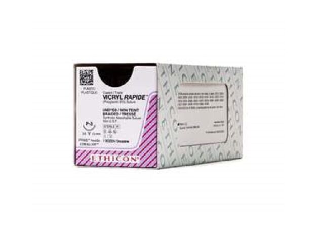 Vicryl Rapide Sutures USP 2-0, 3/8 Circle Curved Reverse Cutting NW2720 - Box of 12