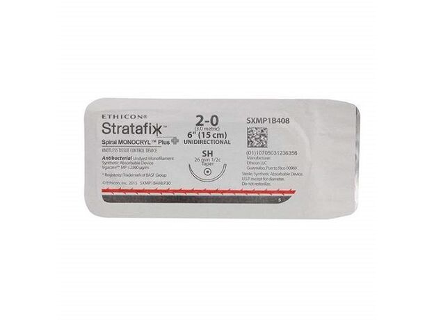 Ethicon Stratafix Spiral Monocryl Plus Sutures USP 4-0, 1/2 Circle Taper Point SH - SXMP1B437 - Box of 12